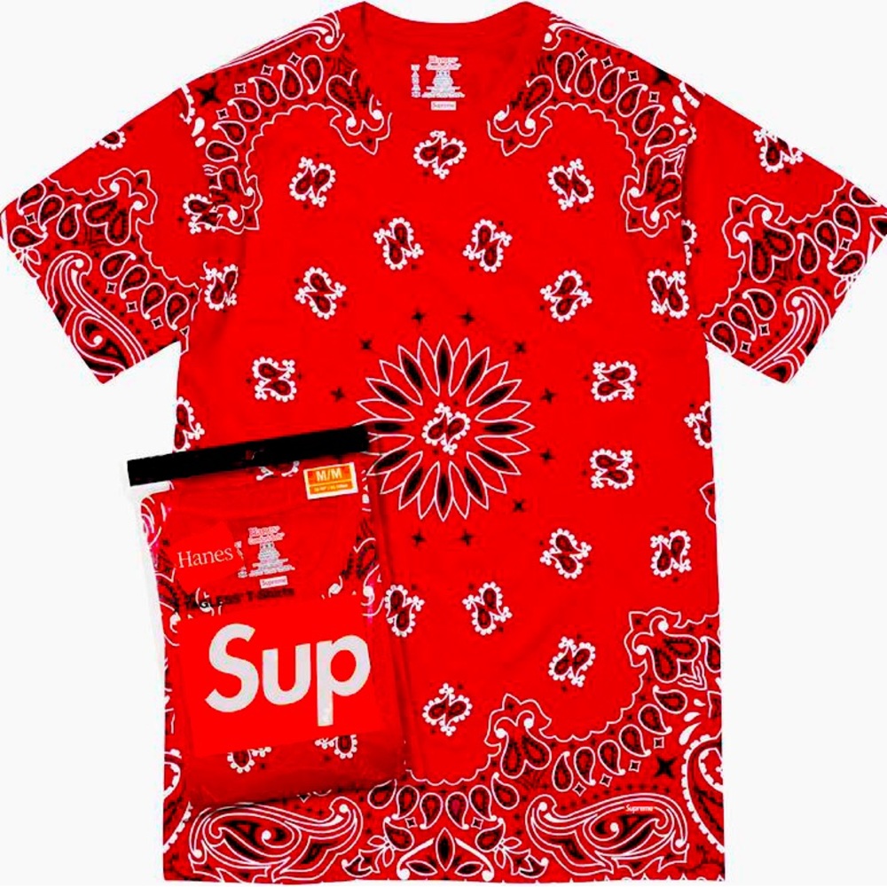 Supreme Hanes Bandana Tagless Tees (2 Pack) Red